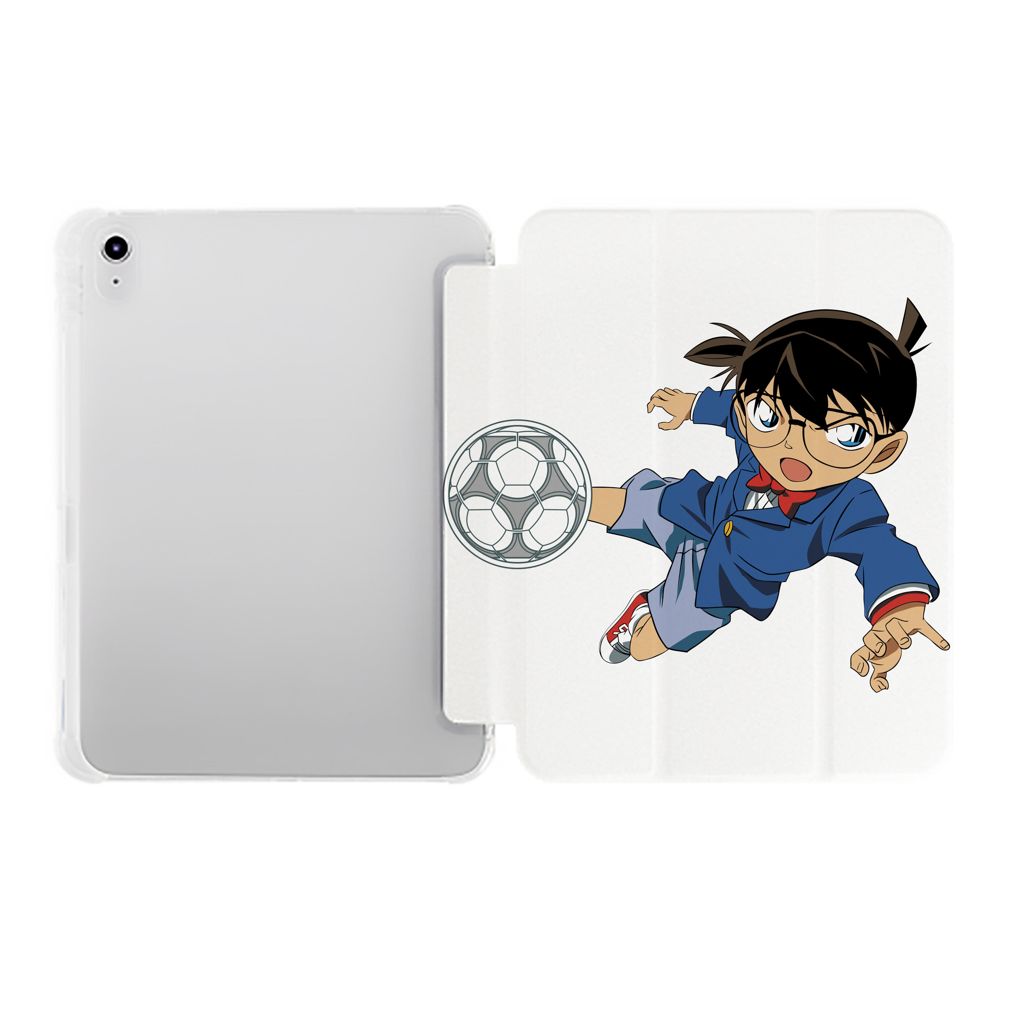 （画像用） 名探偵コナン 江戸川 コナン Detective Conan Conan Edogawa IPad ケース ペン収納付き 三つ折りスタンド PUレザー×シリコン 対応機種9.5/10.5/10.9インチ